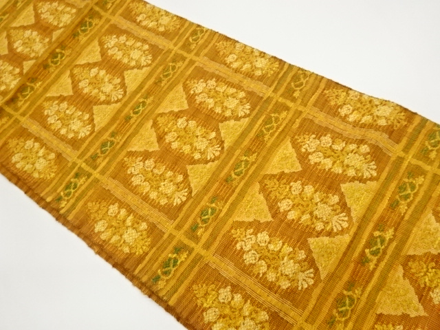 JAPANESE NAGOYA OBI / MAWATA TSUMUGI / WOVEN ABSTRACT GRID